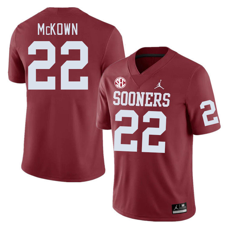 Men #22 Chapman McKown Oklahoma Sooners 2024 SEC Conference College Football Jerseys-Crimson
